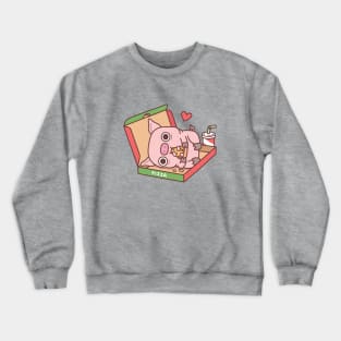 Cute Pig Eating Pizza In Pizza Box Funny Crewneck Sweatshirt